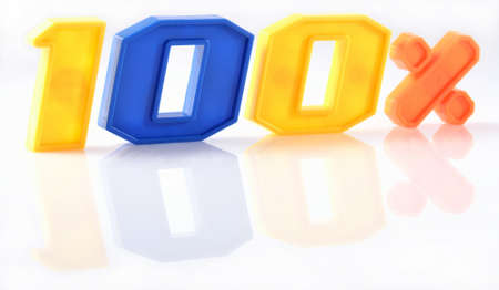 Colorful one hundred percent with reflection on white backgroundの写真素材