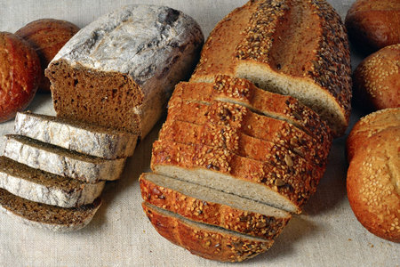 Various kinds of fresh tasty bread