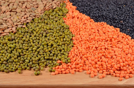 Mixture of dried lentils and beans as background textureの写真素材