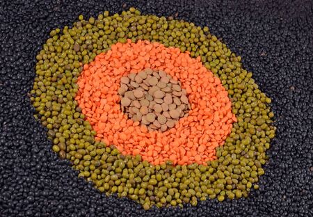 Mixture of dried lentils and beans as background textureの写真素材