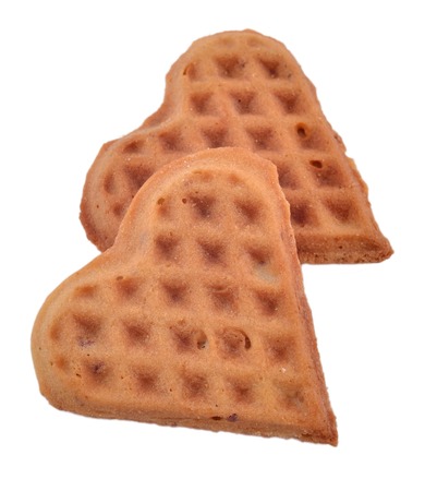 Sweet waffles in shape of heartの写真素材