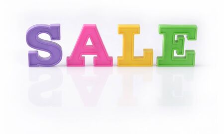 Sale written by colorful letters on a white backgroundの写真素材