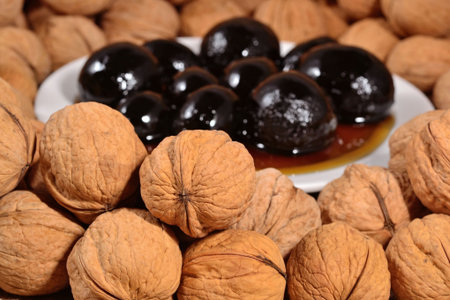 Jam from walnuts close upの写真素材