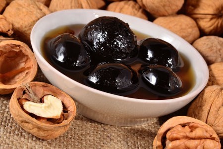 Jam from walnuts close upの写真素材