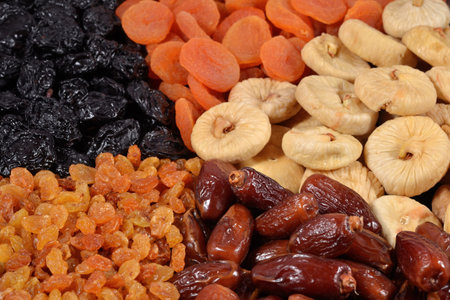 Various dried fruits as background texture