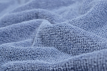 Texture of blue wrinkled terry towel