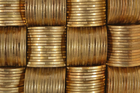 Background of the coins close up as background