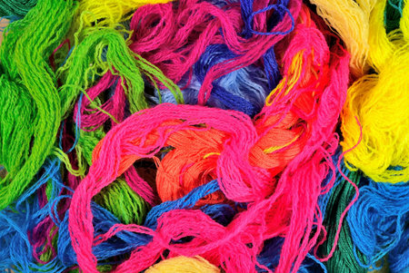 Multicolored acrylic yarn as background texture