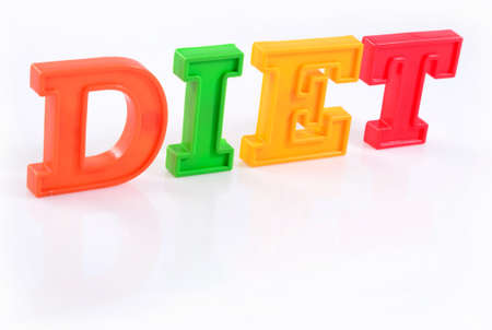 Word Diet written by colorful letters on a white backgroundの写真素材