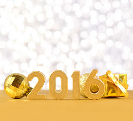 2016 year golden figures on a silvery  backgroundの写真素材