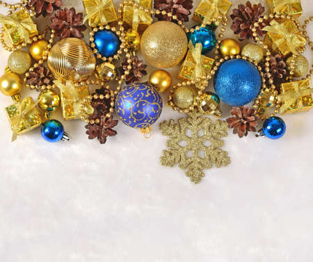 Christmas decorations on a white backgroundの写真素材