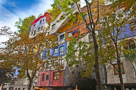 Hundertwasser is a residential complex built with Vienna ... The shape and colors are unimaginableのeditorial素材