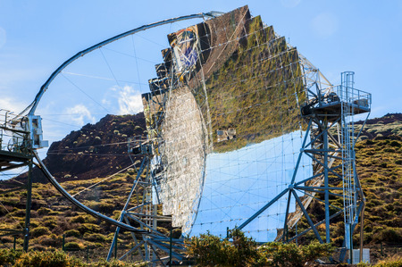 View on large daytime telescope in Canary islandsの写真素材