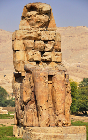 Colossi of Memnon are two gigantic stone statues depicting Pharaoh Amenhotep IIIの写真素材