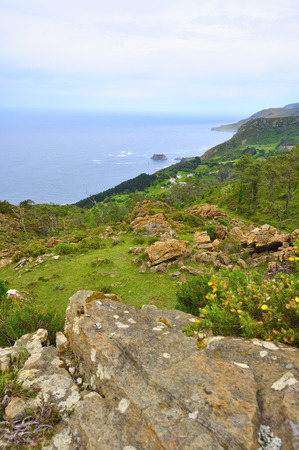 coast of death in galicia in the province of a coruña called tamvien high ríasの写真素材