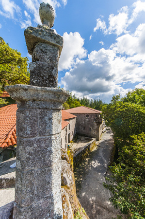 San's Pedro Monastery of Rocks is an ancient monastery in Galicia Spainの写真素材