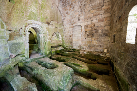 San's Pedro Monastery of Rocks is an ancient monastery in Galicia Spainのeditorial素材