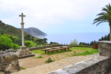 church of San Andreas de Teixido on the coast of death in galicia tells the lellenda that who does not live goes from deadのeditorial素材