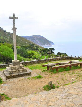 church of San Andreas de Teixido on the coast of death in galicia tells the lellenda that who does not live goes from deadの写真素材
