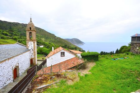 church of San Andrés de Teixido on the coast of death in galicia tells the lellenda that who does not live goes from deadの写真素材
