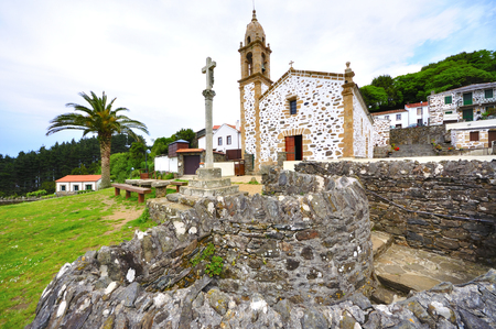 church of San AndrÃ©s de Teixido on the coast of death in galicia tells the lellenda that who does not live goes from deadの写真素材