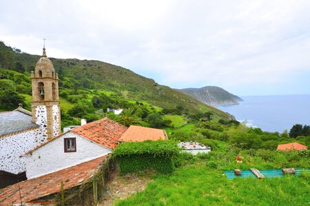 church of San Andreas de Teixido on the coast of death in galicia tells the lellenda that who does not live goes from deadの写真素材