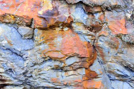 Close-up of wall made of different stonesの写真素材