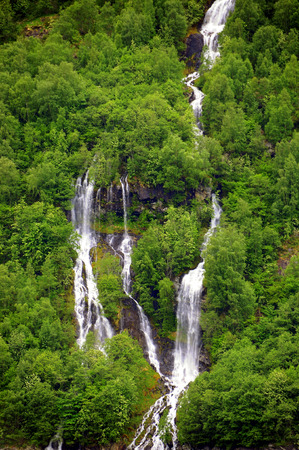 waterfalls in the fjords of Norwayの写真素材