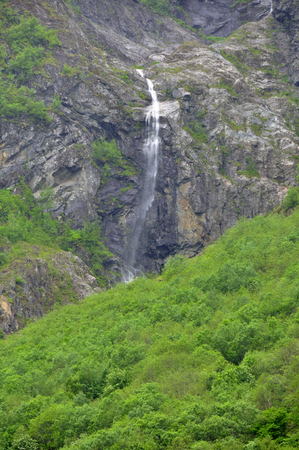waterfalls in the fjords of Norwayの写真素材