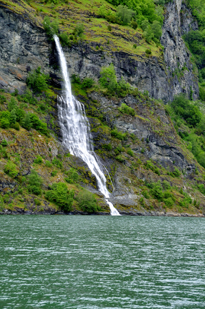 waterfalls in the fjords of Norwayの写真素材