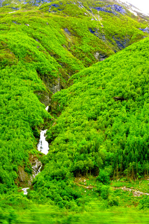 waterfalls in the fjords of Norwayの写真素材