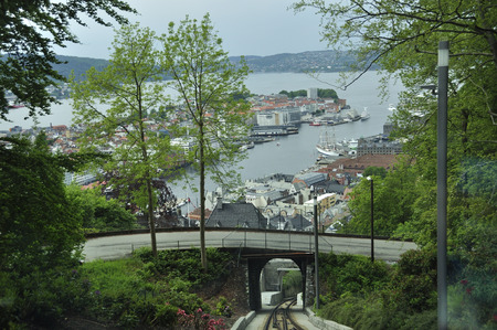 Funicular of Norwegian Bergen ascendingの写真素材