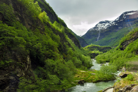 Views of the route of the famous Flam train in Norwayの写真素材