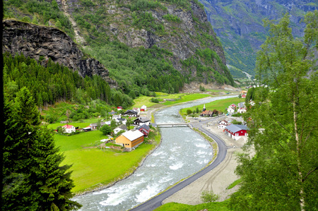Views of the route of the famous Flam train in Norwayの写真素材