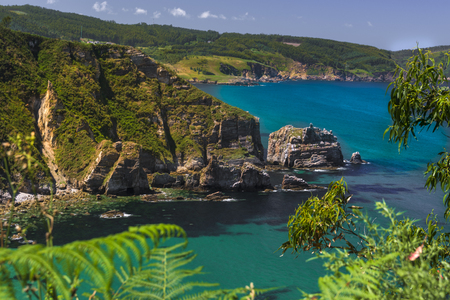 cliffs in viveiro lugo espaÃ±a called fuciÃ±o do porcoの写真素材