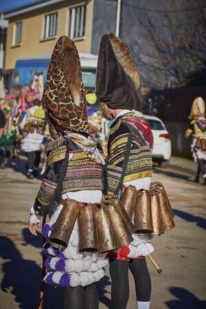 Viana do bolo-spain january.26-2019, Mascarada de viana do bolo in Spain where the annual costume meets the most ancestral costumes of the Galician carnival Spain and Portugalのeditorial素材