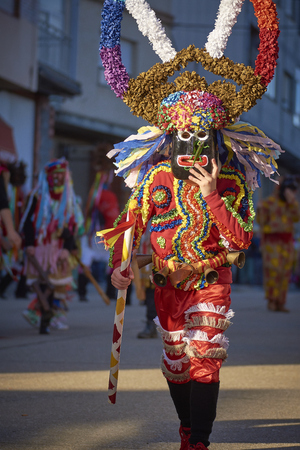 Viana do bolo-spain january.26-2019, Mascarada de viana do bolo in Spain where the annual costume meets the most ancestral costumes of the Galician carnival Spain and Portugalのeditorial素材