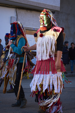 Viana do bolo-spain january.26-2019, Mascarada de viana do bolo in Spain where the annual costume meets the most ancestral costumes of the Galician carnival Spain and Portugalのeditorial素材