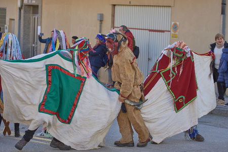 Viana do bolo-spain january.26-2019, Mascarada de viana do bolo in Spain where the annual costume meets the most ancestral costumes of the Galician carnival Spain and Portugalのeditorial素材