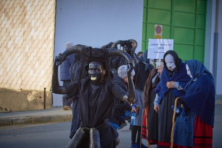 Viana do bolo-spain january.26-2019, Mascarada de viana do bolo in Spain where the annual costume meets the most ancestral costumes of the Galician carnival Spain and Portugalのeditorial素材