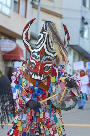 Viana do bolo-spain january.26-2019, Mascarada de viana do bolo in Spain where the annual costume meets the most ancestral costumes of the Galician carnival Spain and Portugalのeditorial素材