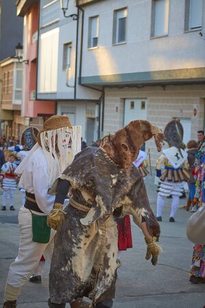 Viana do bolo-spain january.26-2019, Mascarada de viana do bolo in Spain where the annual costume meets the most ancestral costumes of the Galician carnival Spain and Portugalのeditorial素材