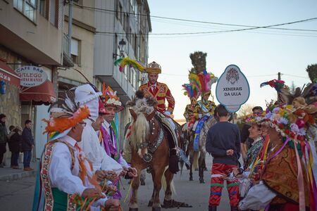 Viana do bolo-spain january.26-2019, Mascarada de viana do bolo in Spain where the annual costume meets the most ancestral costumes of the Galician carnival Spain and Portugalのeditorial素材