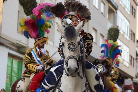 Viana do bolo-spain january.26-2019, Mascarada de viana do bolo in Spain where the annual costume meets the most ancestral costumes of the Galician carnival Spain and Portugalのeditorial素材