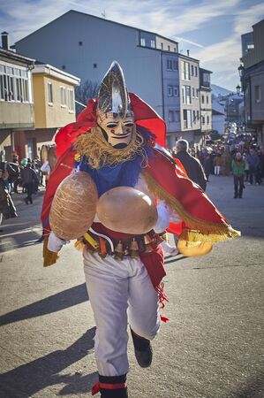 Viana do bolo-spain january.26-2019, Mascarada de viana do bolo in Spain where the annual costume meets the most ancestral costumes of the Galician carnival Spain and Portugalのeditorial素材