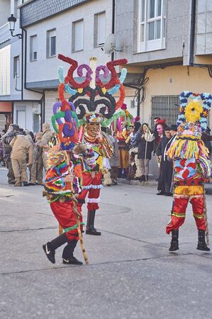 Viana do bolo-spain january.26-2019, Mascarada de viana do bolo in Spain where the annual costume meets the most ancestral costumes of the Galician carnival Spain and Portugalのeditorial素材
