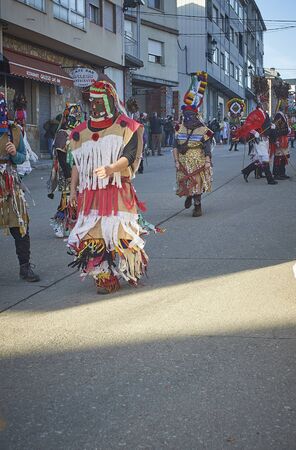 Viana do bolo-spain january.26-2019, Mascarada de viana do bolo in Spain where the annual costume meets the most ancestral costumes of the Galician carnival Spain and Portugalのeditorial素材