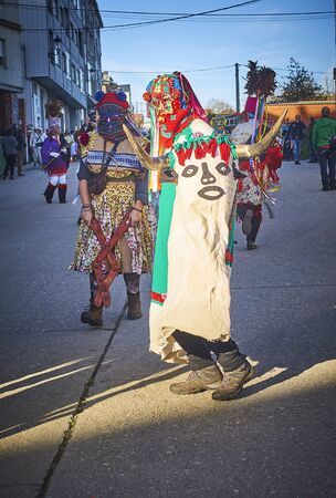 Viana do bolo-spain january.26-2019, Mascarada de viana do bolo in Spain where the annual costume meets the most ancestral costumes of the Galician carnival Spain and Portugalのeditorial素材