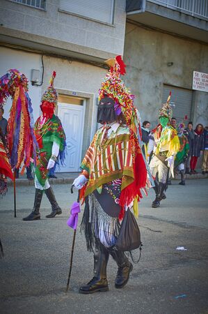 Viana do bolo-spain january.26-2019, Mascarada de viana do bolo in Spain where the annual costume meets the most ancestral costumes of the Galician carnival Spain and Portugalのeditorial素材