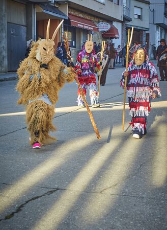 Viana do bolo-spain january.26-2019, Mascarada de viana do bolo in Spain where the annual costume meets the most ancestral costumes of the Galician carnival Spain and Portugalのeditorial素材